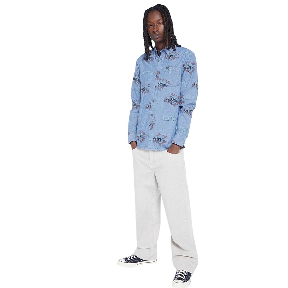 NWT Volcom Mens Skate Vitals Rise N Stone Long Sleeve Button Down Shirt Blue Med - Picture 3 of 9
